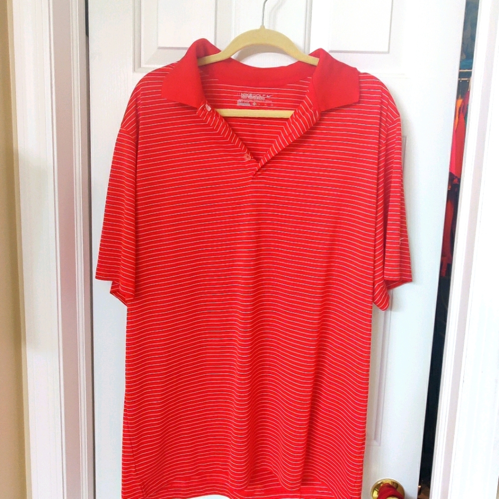 XL Nike red striped golf polo